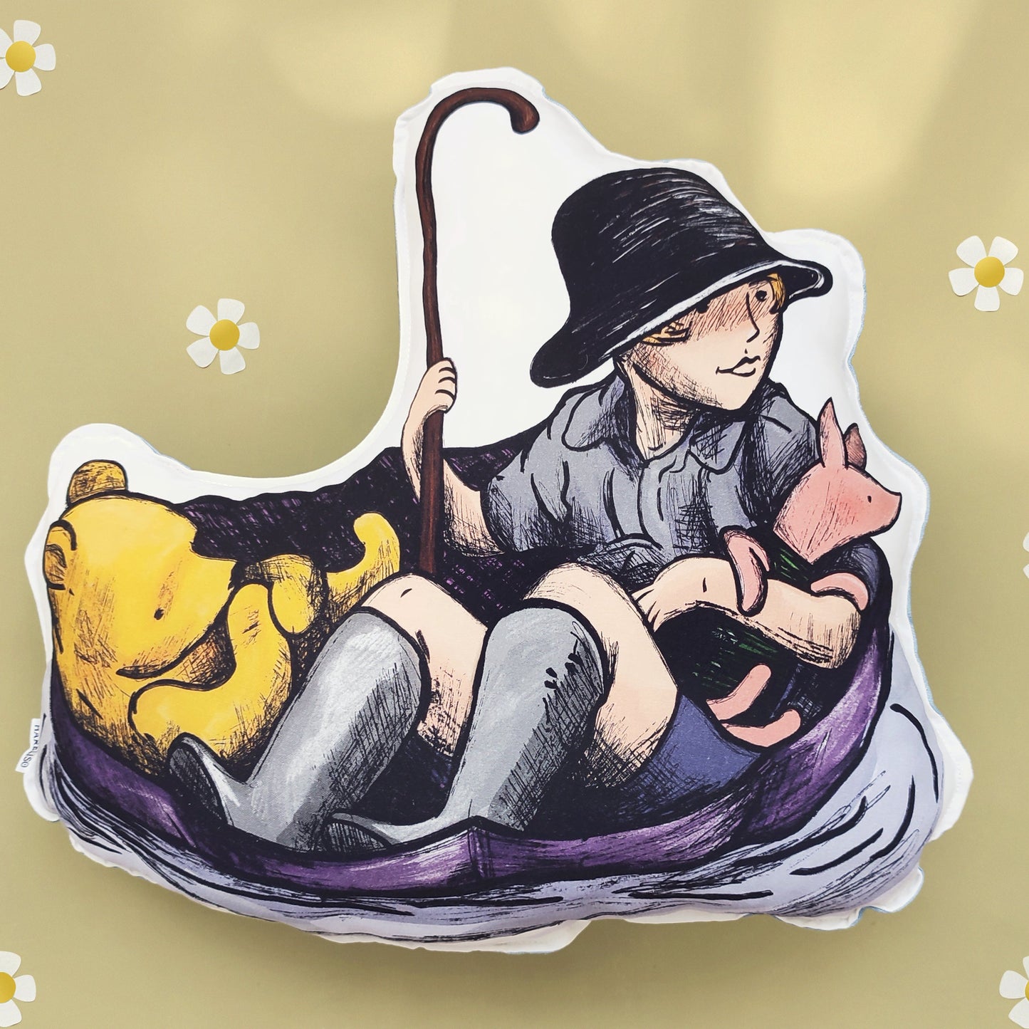 Pooh and Christopher Throw Pillow (color)
