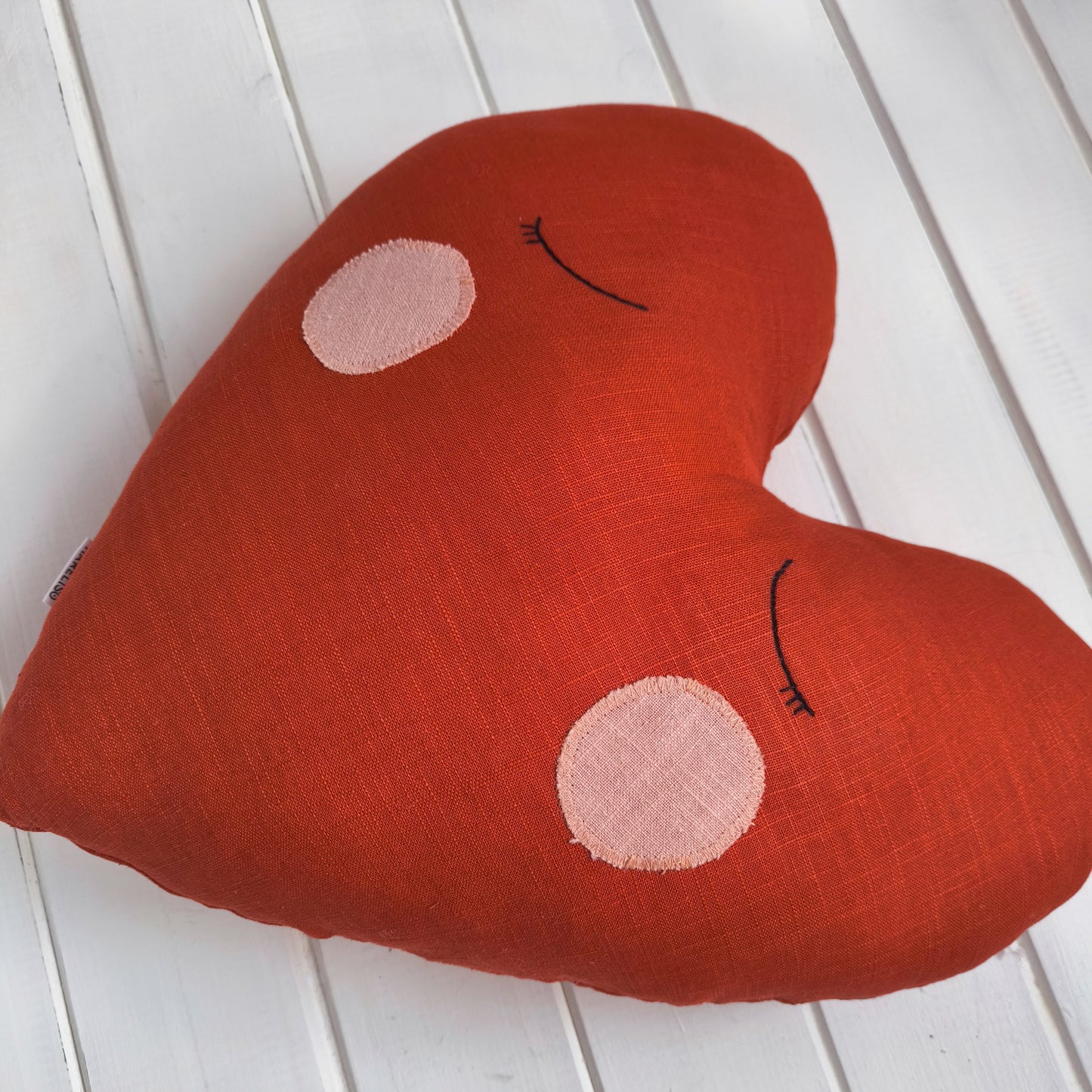 Linen Heart Shaped Cushion