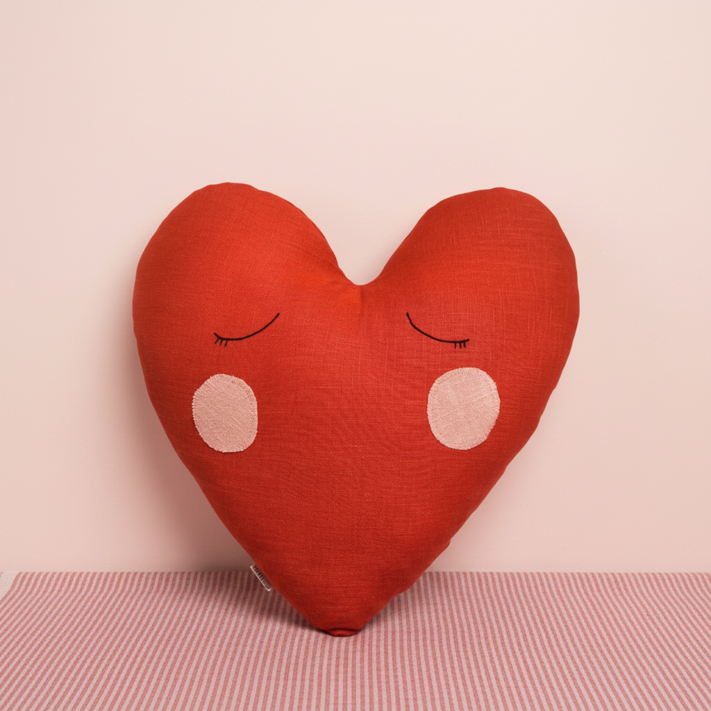 Linen Heart Shaped Cushion