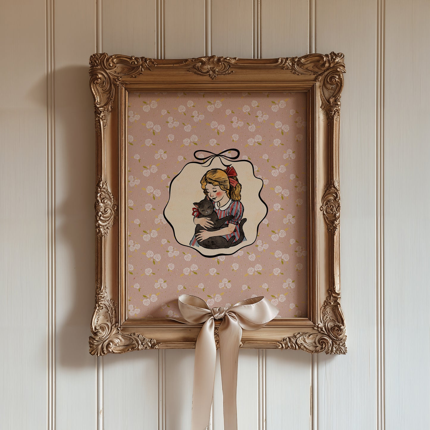 Girl with Cat Poster