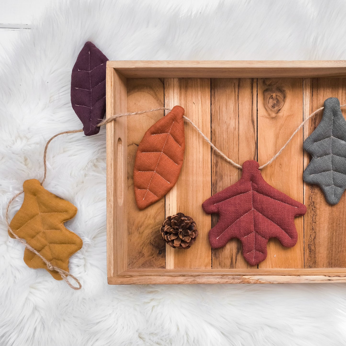 Linen Autumn Garland with Leaves