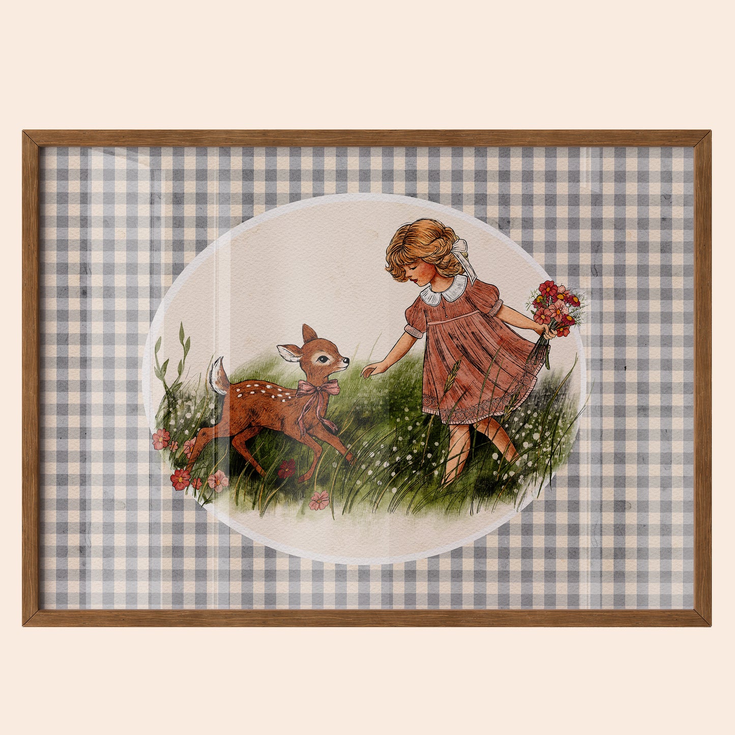 Girl & Deer Art Print