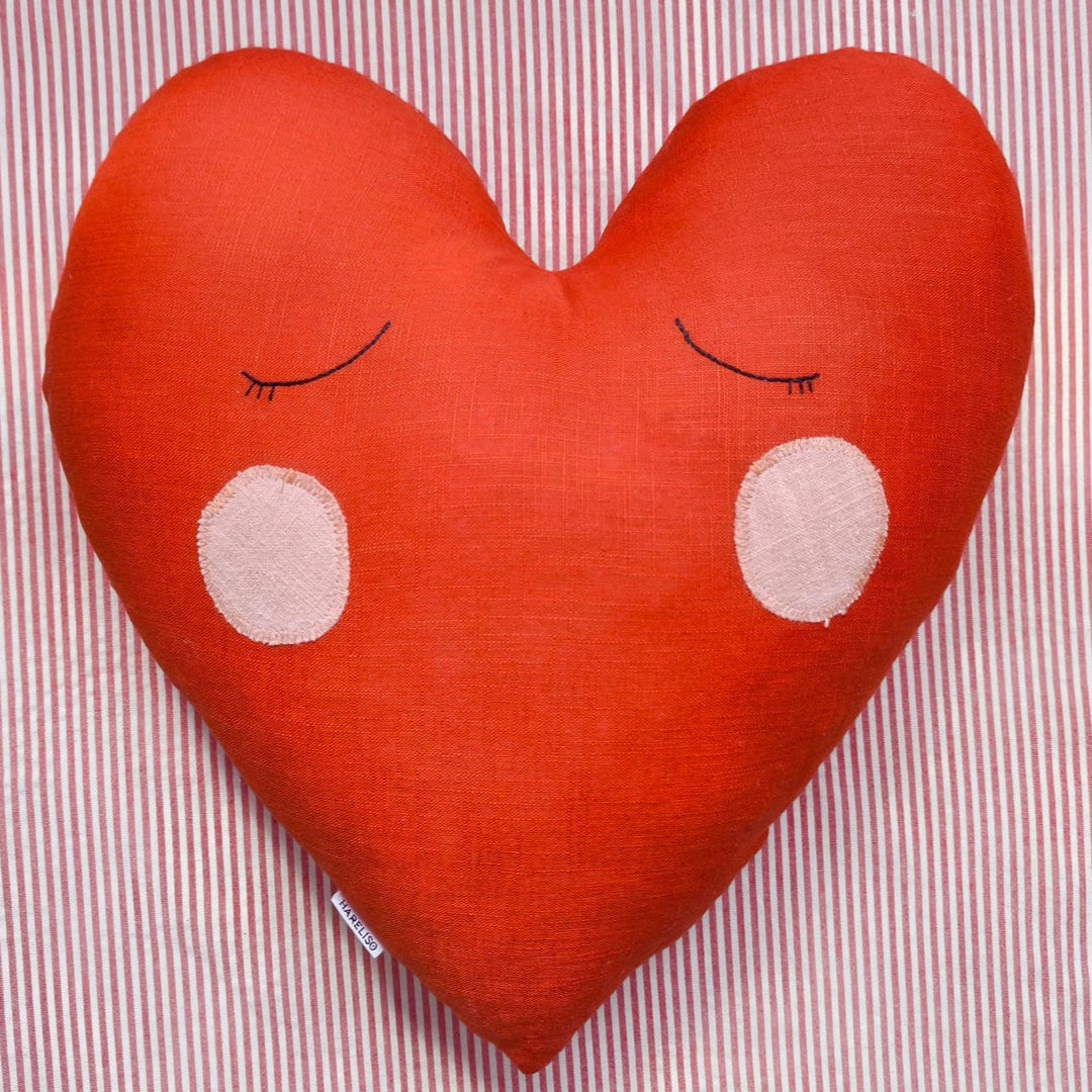 Linen Heart Shaped Cushion