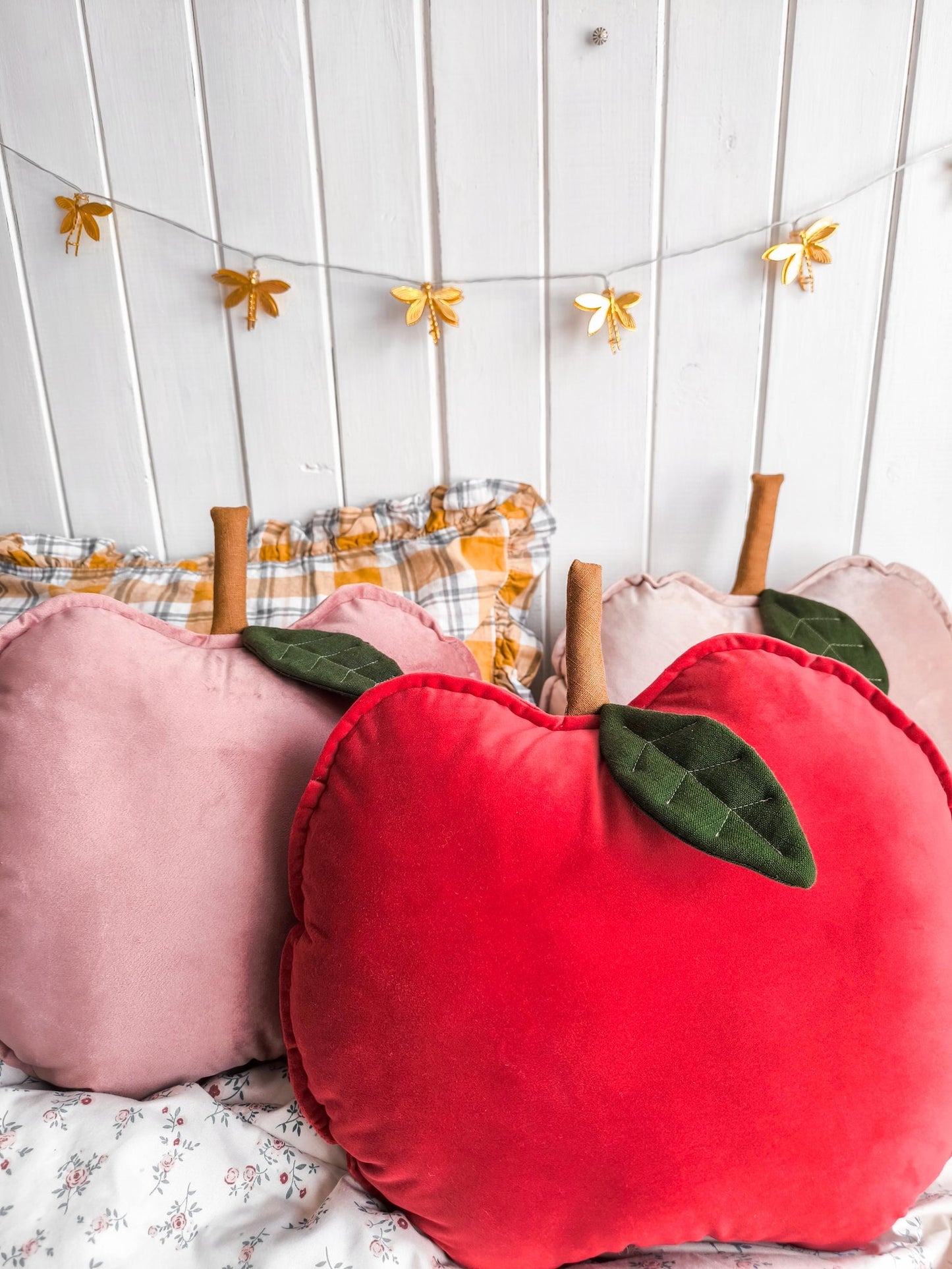 Velvet Apple Cushion (Dusty Rose)