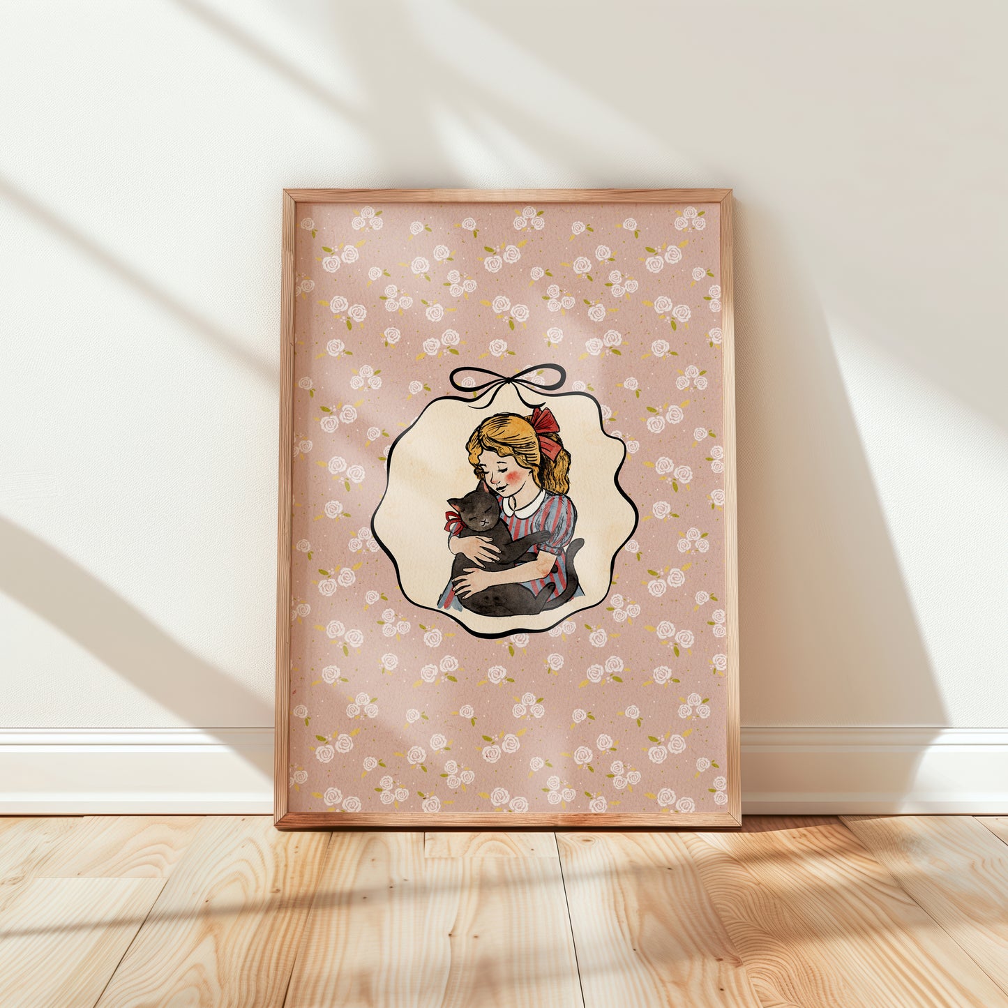 Girl with Cat Poster