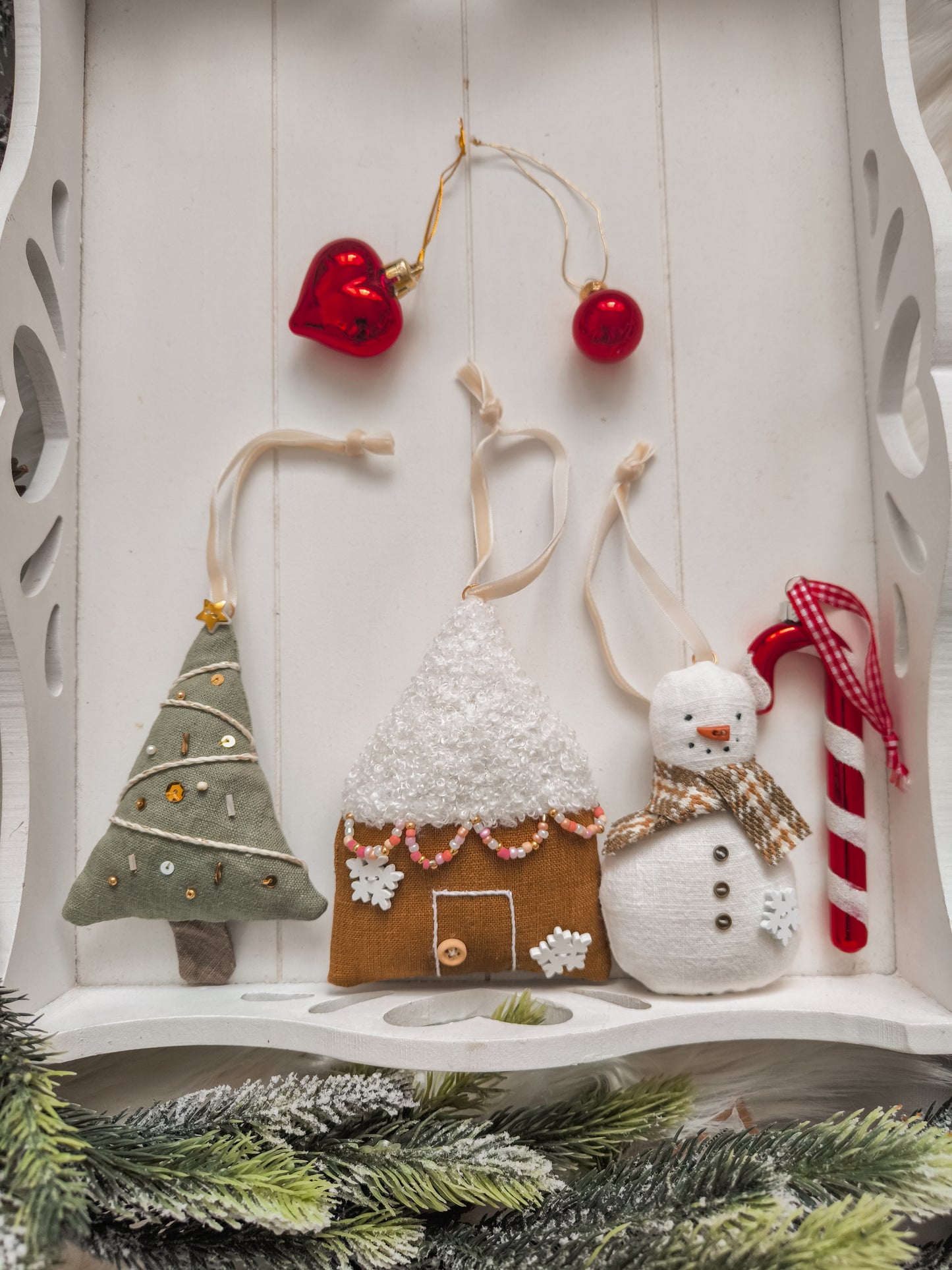 Set of Linen Christmas Tree Decorations