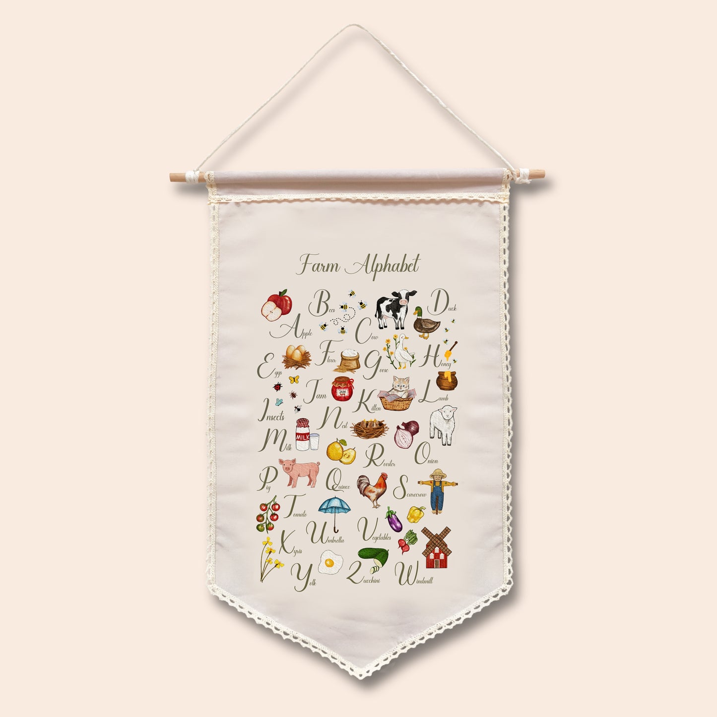 Farm Alphabet Wall Hanging for Kids