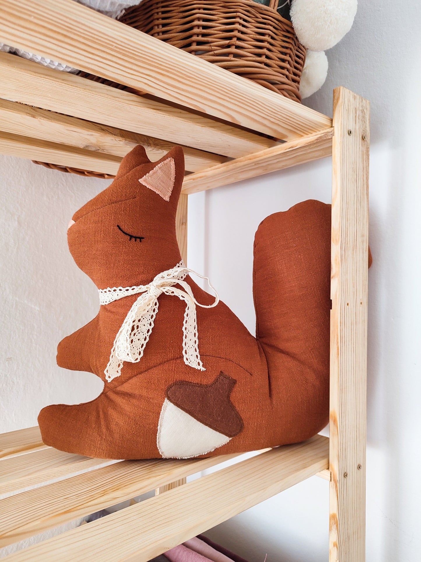 Squirrel Cushion, Squirrel shaped cushion, forest pillow, forest decoration, Autumn cushion, forest themed room
