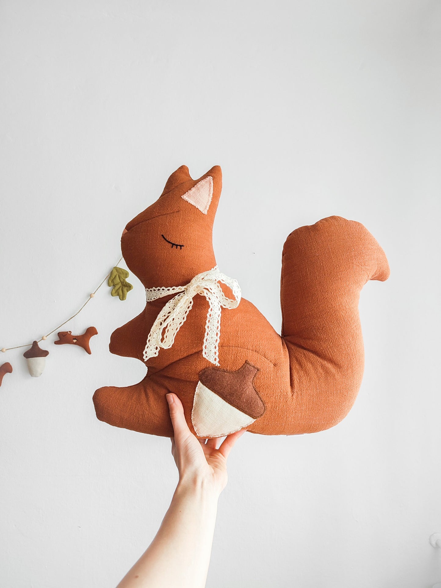 Squirrel Cushion, Squirrel shaped cushion, forest pillow, forest decoration, Autumn cushion, forest themed room