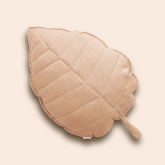 Linen Leaf Cushion (Dusty Pink)
