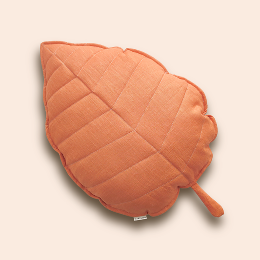 Linen Leaf Cushion (Pumpkin Spice Color)