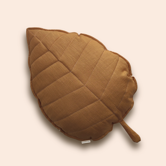 Linen Leaf Cushion (Brown)