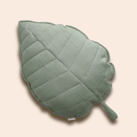 Linen Leaf Cushion (Mint)