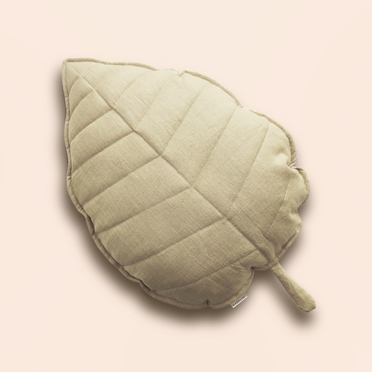 Linen Leaf Cushion (Natural Linen)