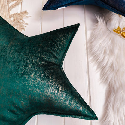 Velvet Star Cushion ( Bottle Green - Gold )