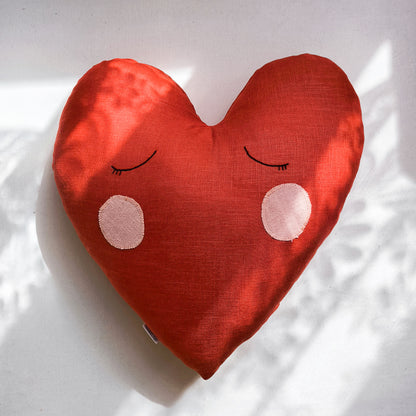 Linen Heart Shaped Cushion