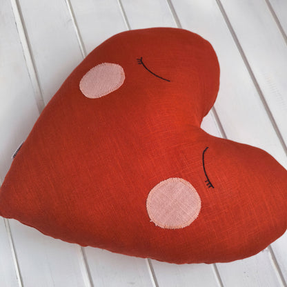 Linen Heart Shaped Cushion