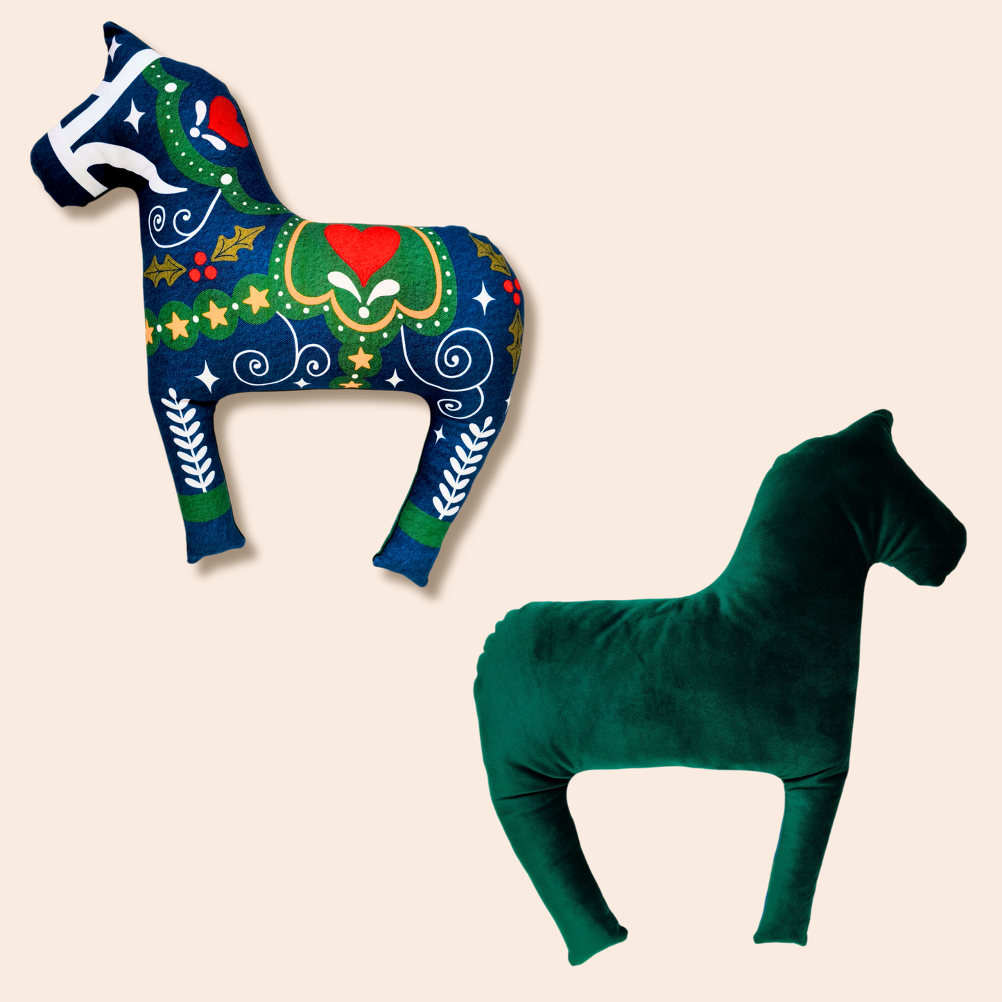 Navy Blue Dala Horse Cushion