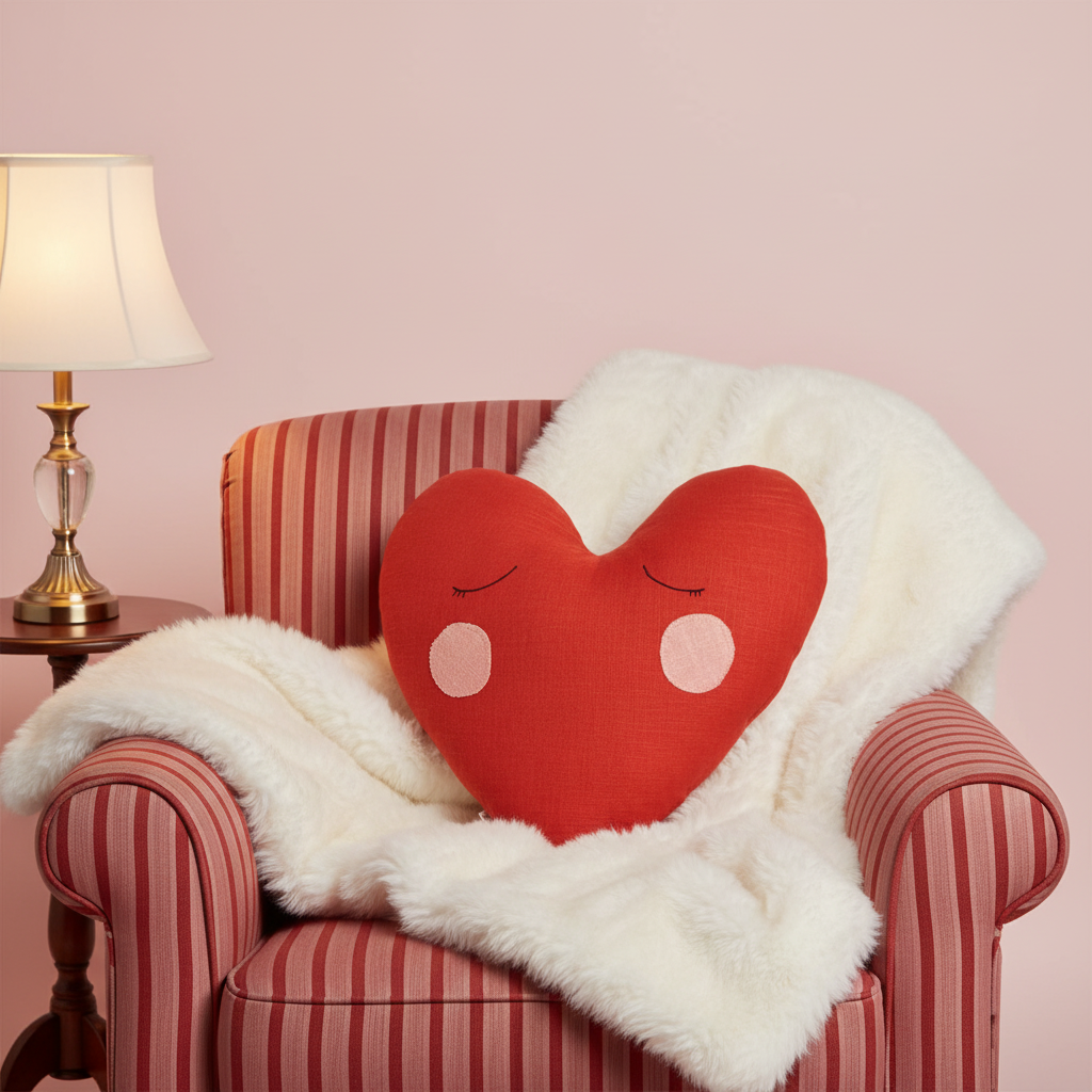 Linen Heart Shaped Cushion