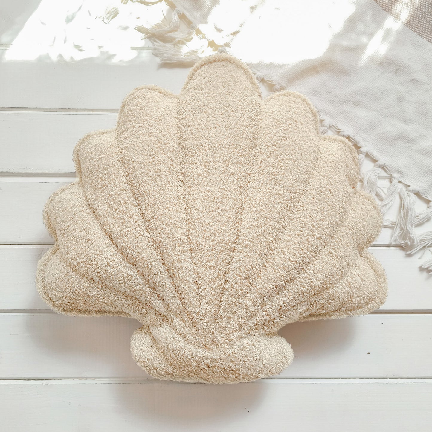 Bouclé Seashell Cushion