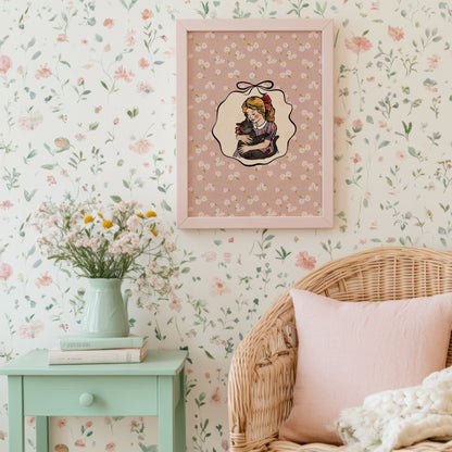 Girl with Cat Poster