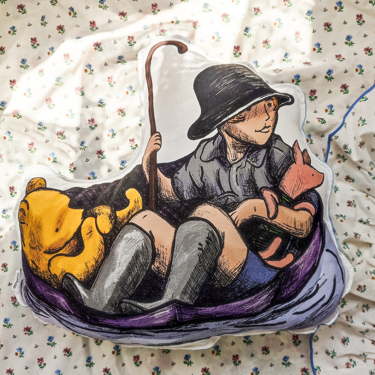 Pooh and Christopher Throw Pillow (color)
