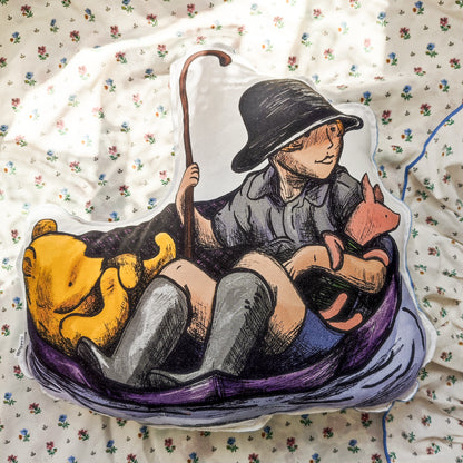 Pooh and Christopher Throw Pillow (color)
