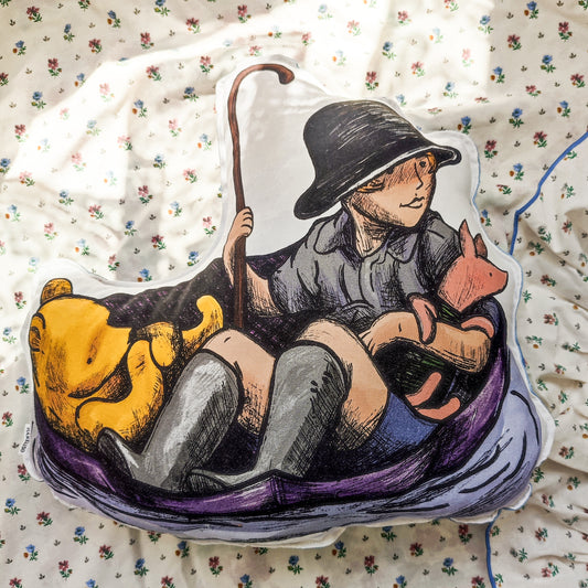 Pooh and Christopher Throw Pillow (color)