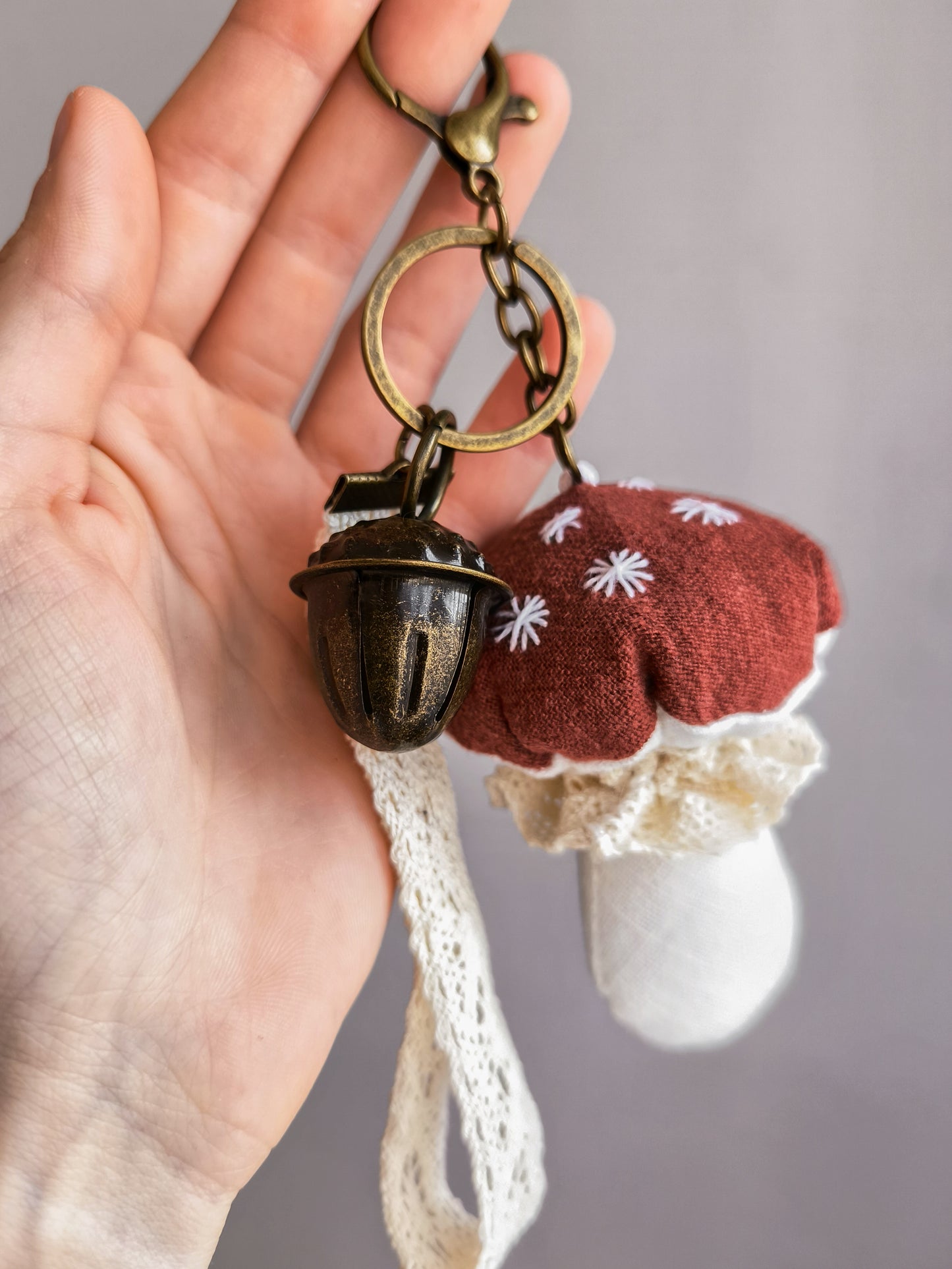 Linen Mushroom Keychain