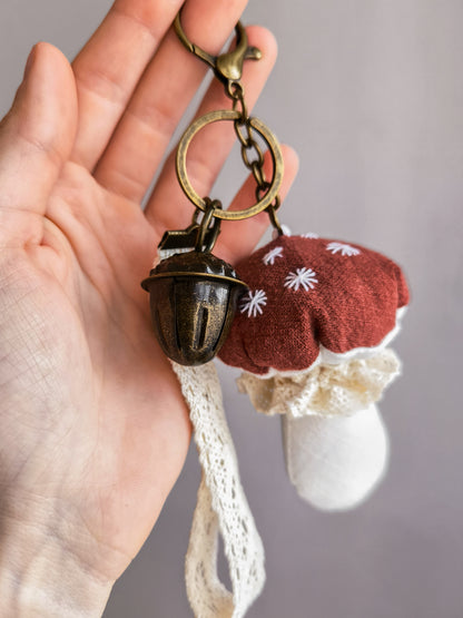 Linen Mushroom Keychain