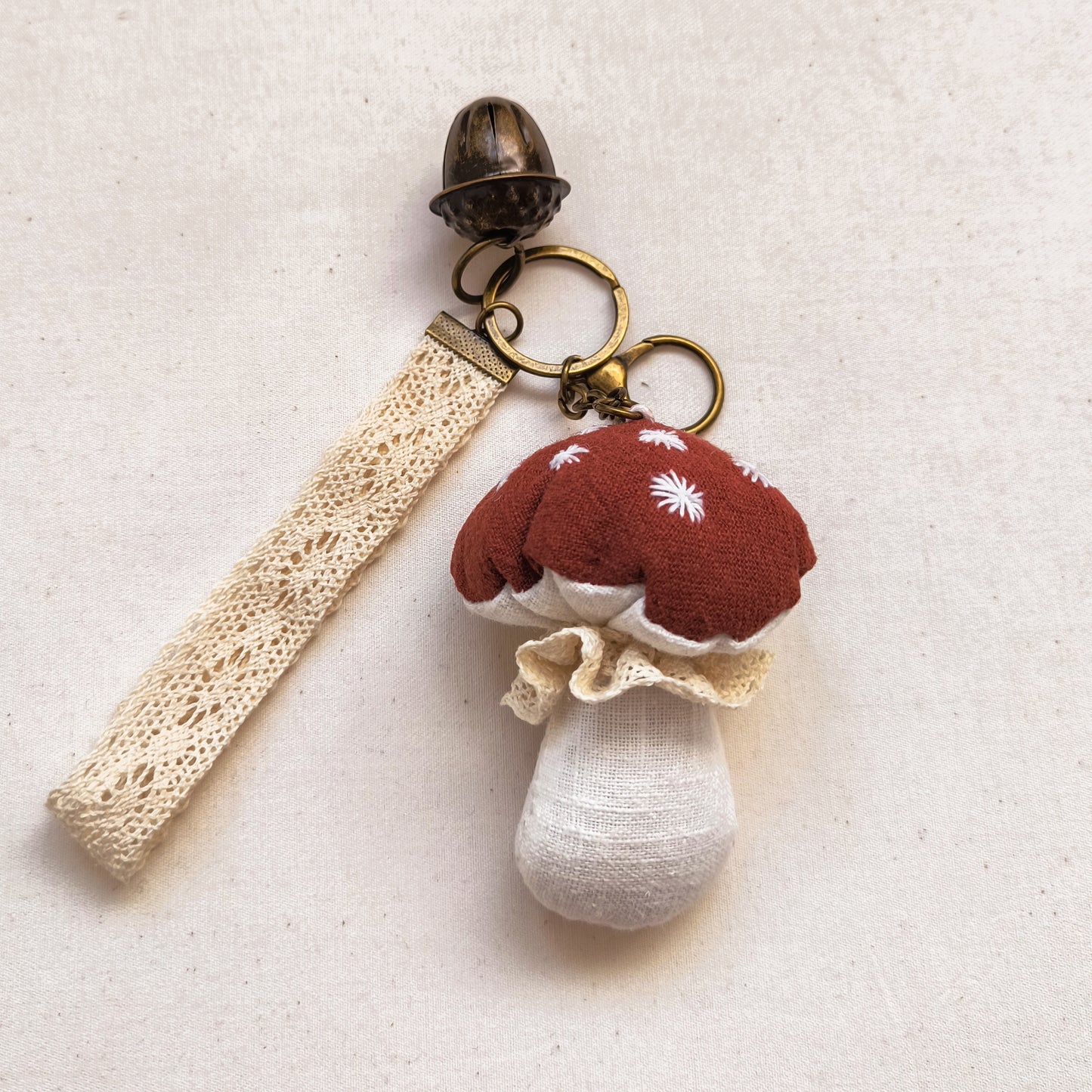 Linen Mushroom Keychain