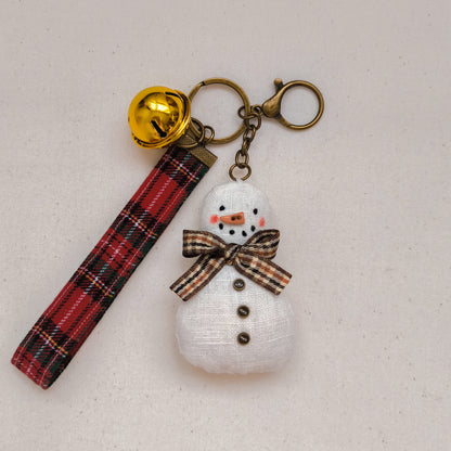 Christmas Keychain with Linen Snowman