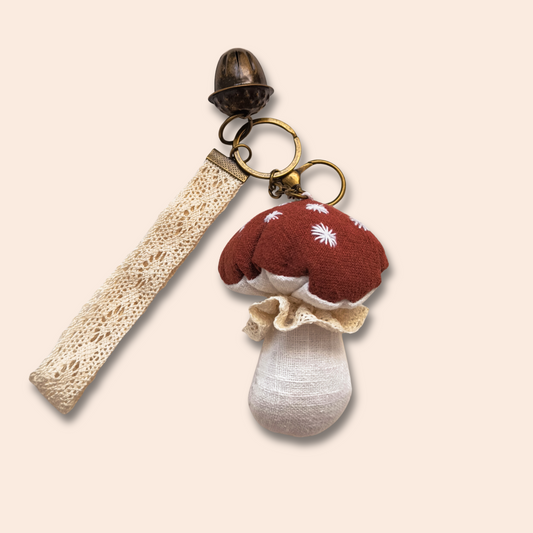 Linen Mushroom Keychain