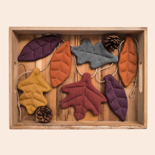 Linen Autumn Garland with Leaves