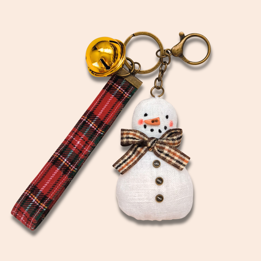 Christmas Keychain with Linen Snowman