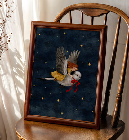The Little Bird and the Girl Art Print