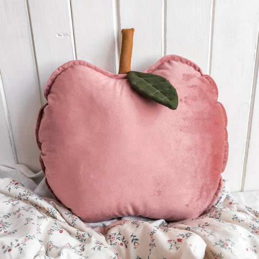 Velvet Apple Cushion (Blush Pink)