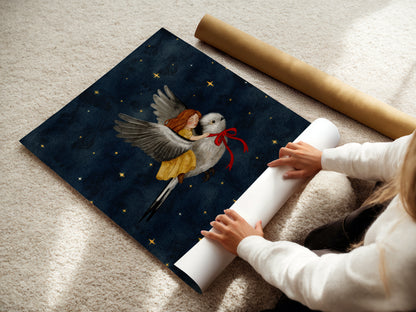 The Little Bird and the Girl Art Print