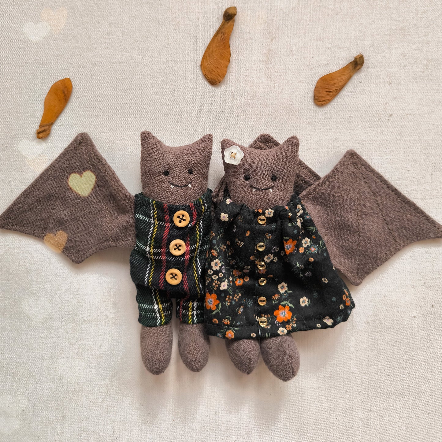 Lucien & Morgana Linen Bat Couple