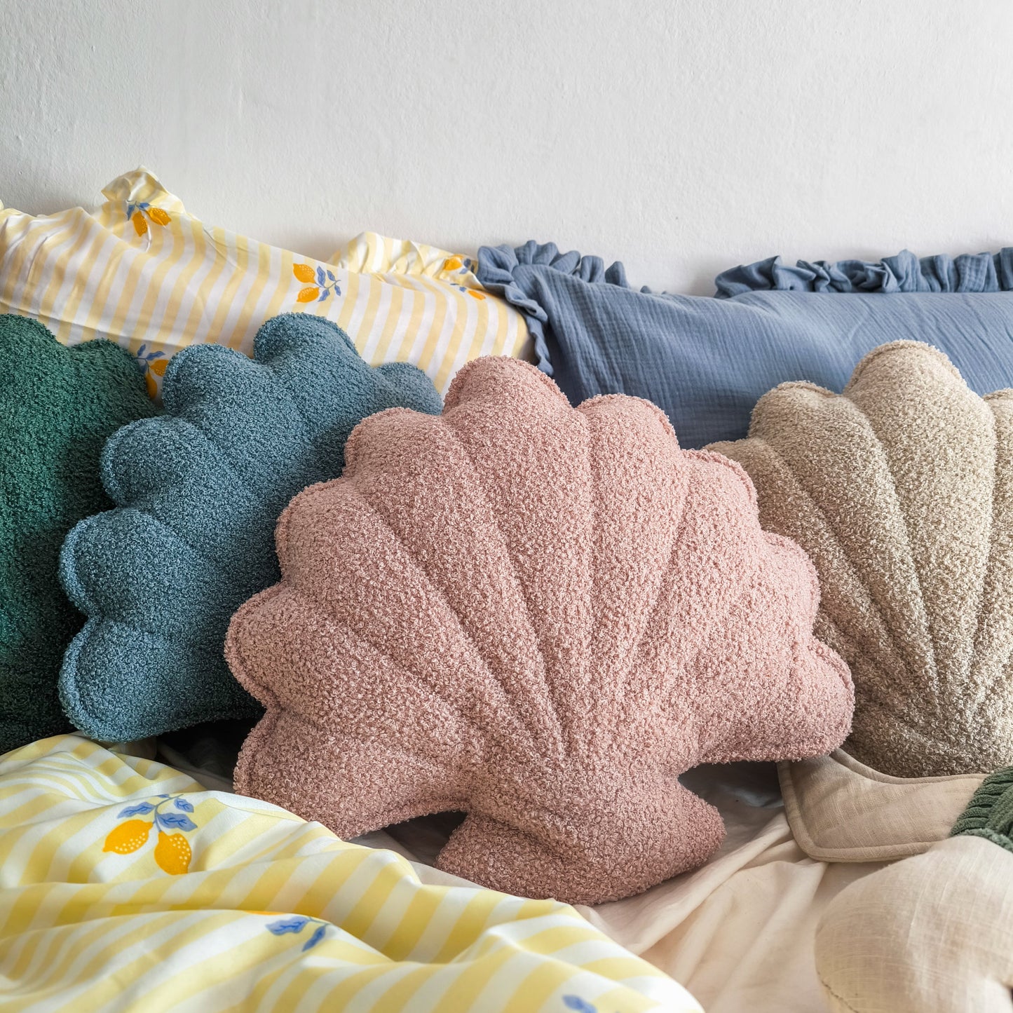 Bouclé Seashell Cushion