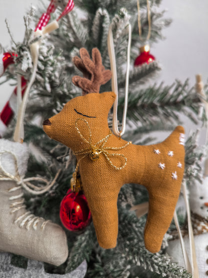 Set of Linen Christmas Tree Decorations