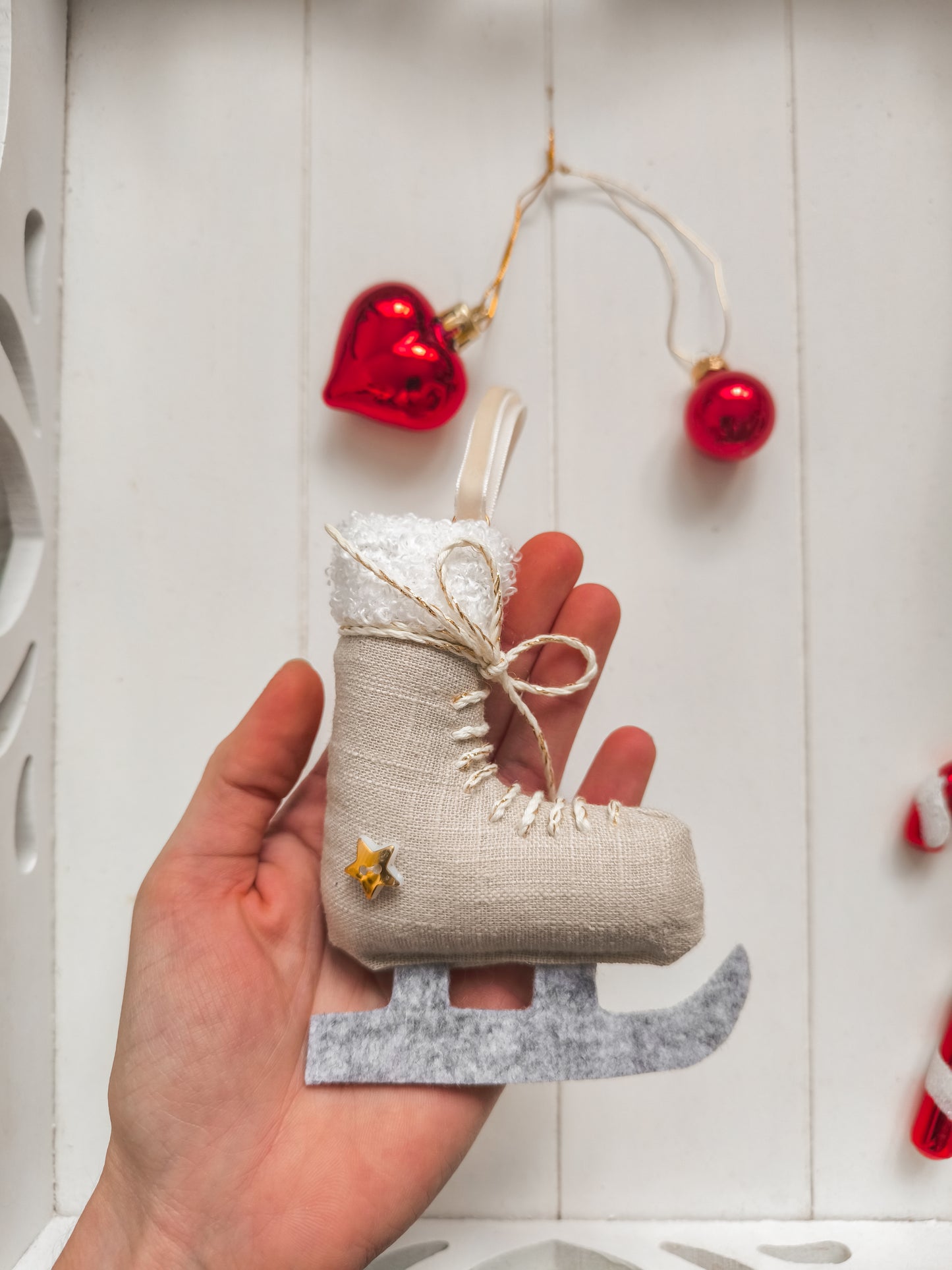 Set of Linen Christmas Tree Decorations