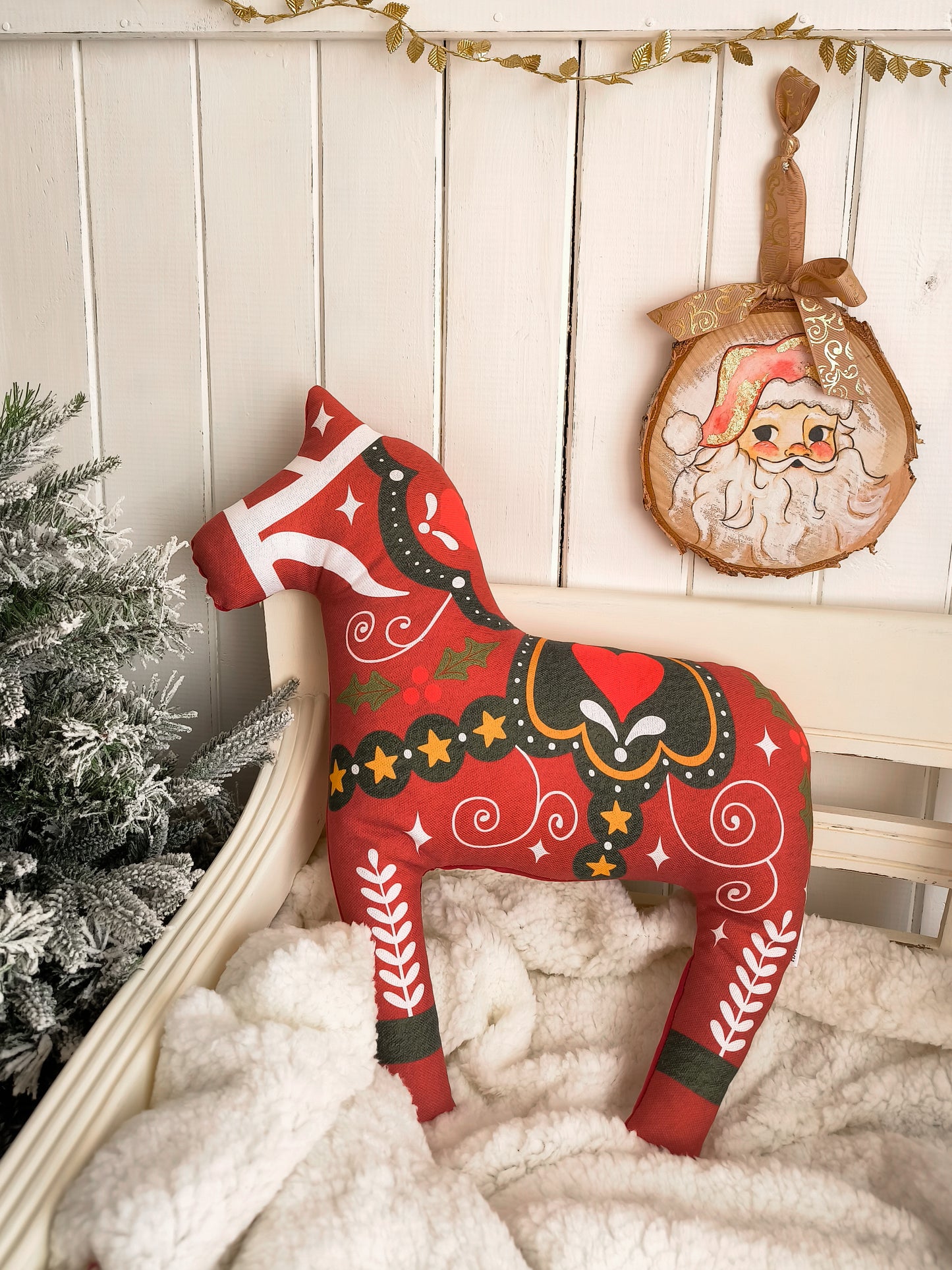 Red Dala Horse Cushion