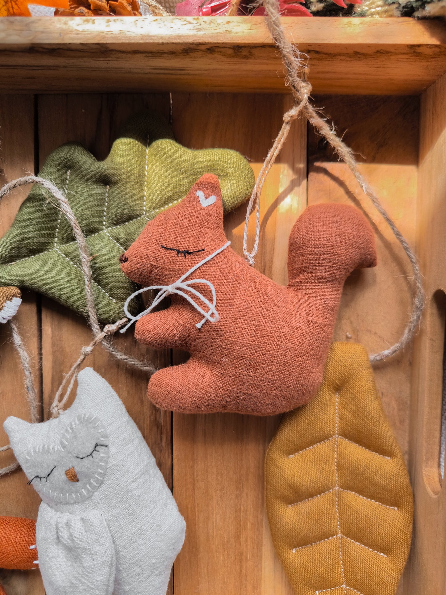 Woodland Animals Linen Garland – Fox, Deer, Owl & Autumn Leaves