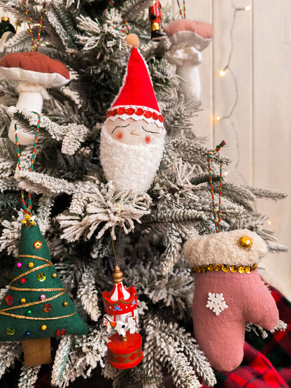 Linen Christmas Tree Decorations Set in Box