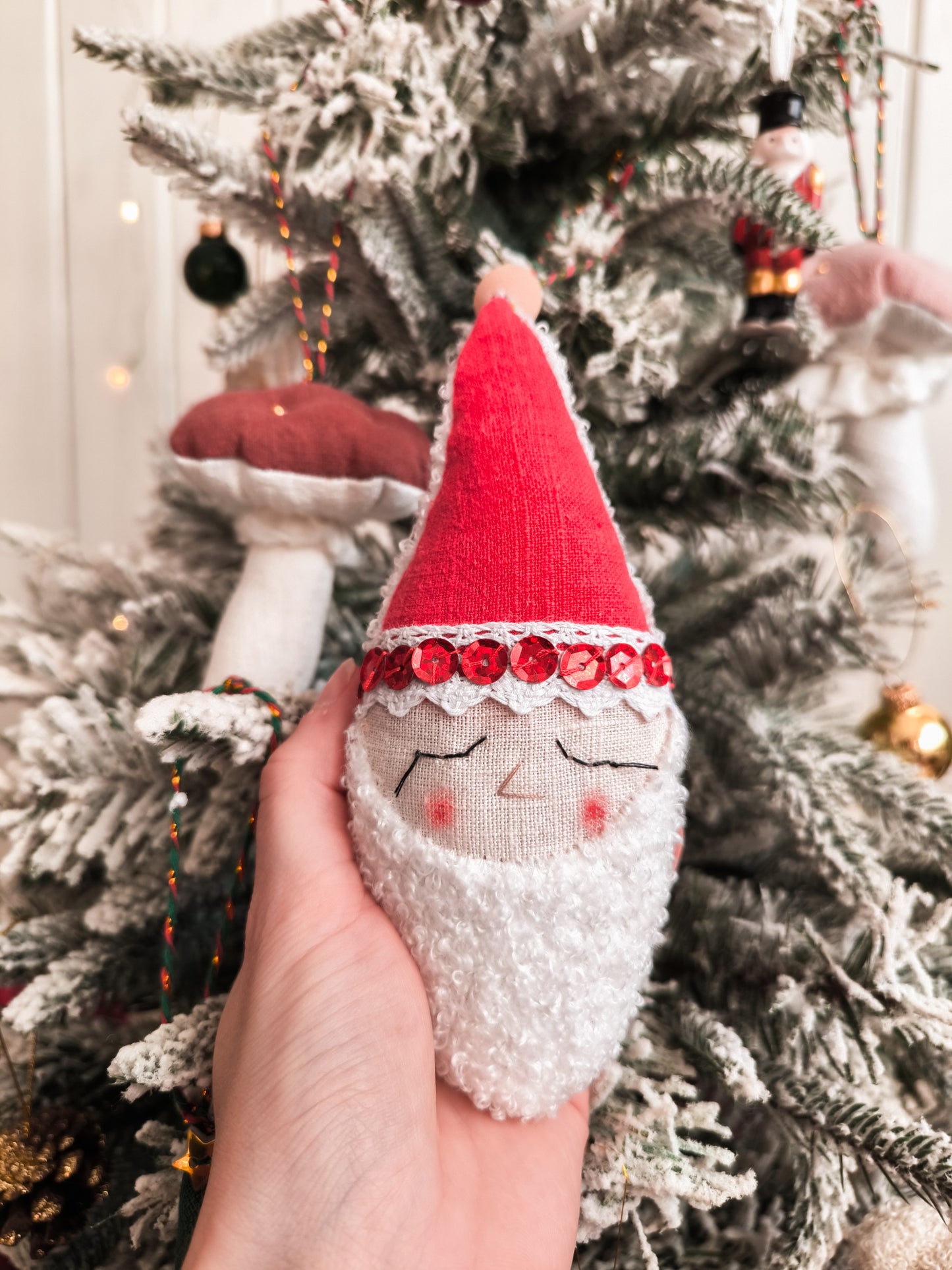 Linen Christmas Tree Decorations Set in Box