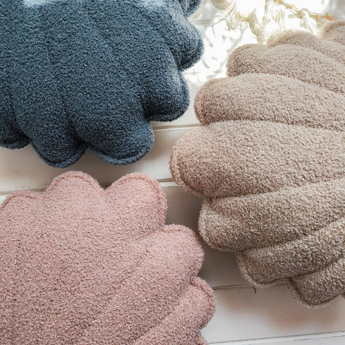 Bouclé Seashell Cushion