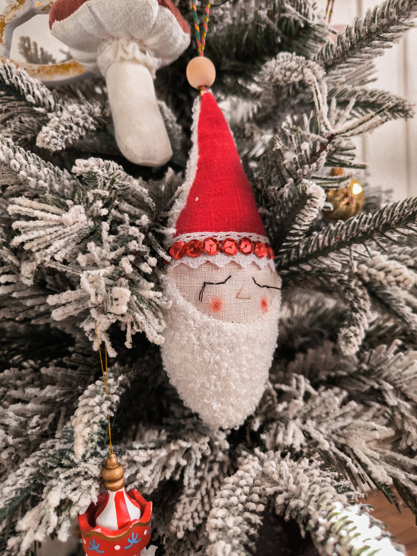 Linen Christmas Tree Decorations Set in Box