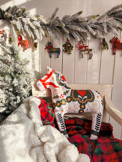 White Dala Horse Cushion
