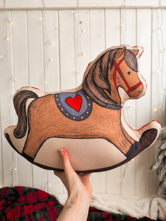 Brown Rocking Horse Cushion